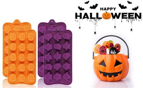 Amazon.com: Halloween Candy Mold, 4 Pack Chocolate Molds Silicone Molds ...