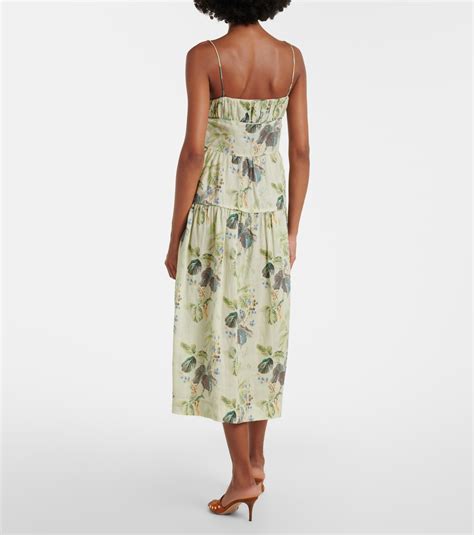 Benoit Floral Ramie Midi Dress In Green Doen Mytheresa