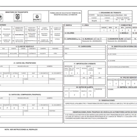 Formulario Para Transito Actualizado Septiembre 2023