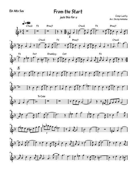 From The Start Laufey Alto Sax Sheet Music For Saxophone Alto Solo