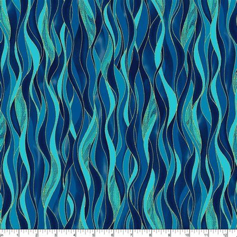 Kanvas By Benartex Dragonfly Dance Waves W Met Gold Azure Blue