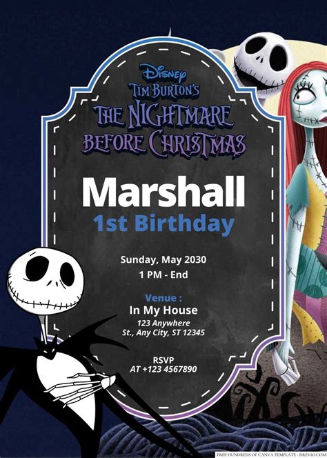 Free Editable The Nightmare Before Christmas Birthday Invitation