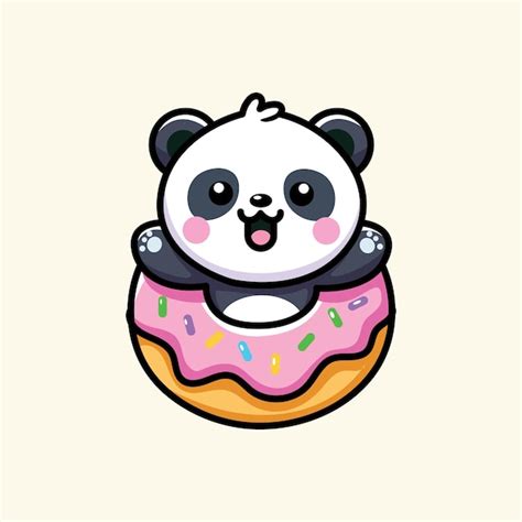 Premium Vector | Cute panda donut vector design illustration