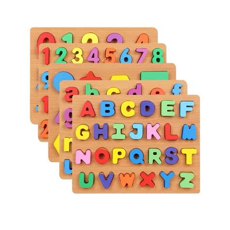 Jual Alphabet Number Puzzle Papan Huruf Angka Mainan Edukasi Kayu