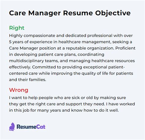 Top Care Manager Resume Objective Examples Resumecat