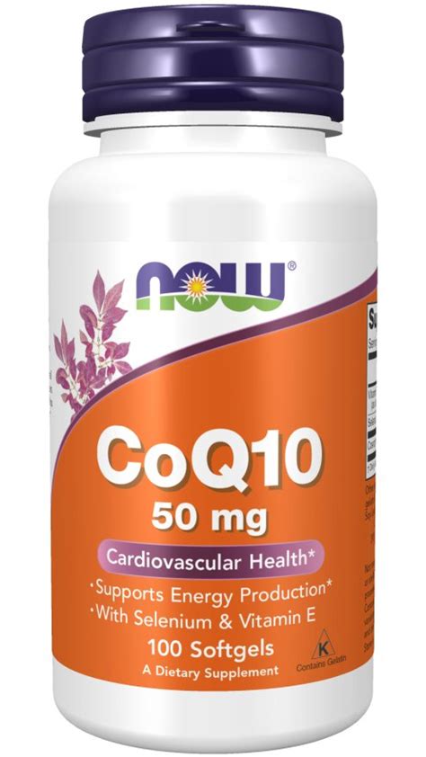 Now Foods Coq10 50 Mg Koenzym Q10 50 Mg Z Witaminą E Selen Suplement Diety 100 Kaps