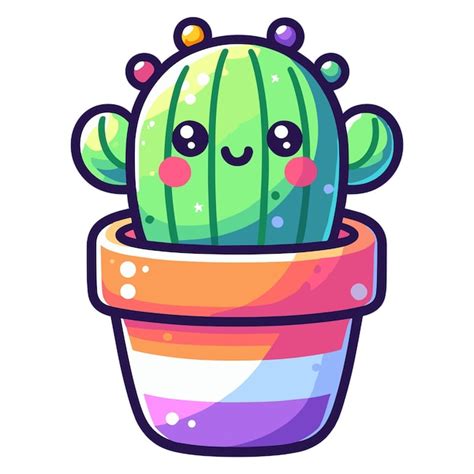 Premium Vector Vector Cute Cactus In A Pot