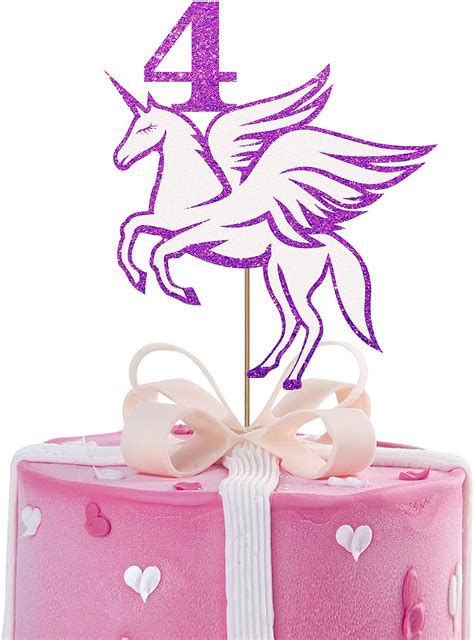 Unicorn 4th Birthday Cake Topper Unicorn Four Cake Topper