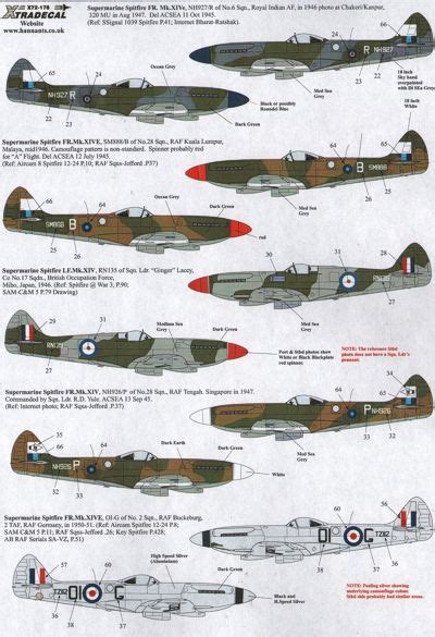 Supermarine Spitfire Mk Xiv Mk Xviii Schemes Xtradecal