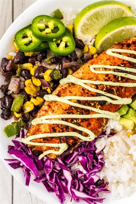 Blackened Fish Taco Bowls Healthy Dinner Idea The Chunky Chef