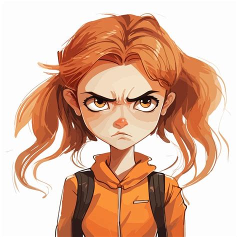 Girl With Angry Expression In Illustration Premium Ai Generated Vector