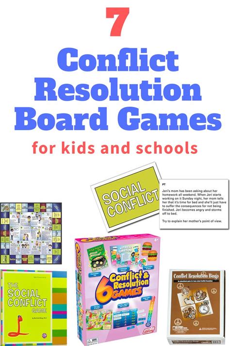 the book cover for 7 conflict resolution board games