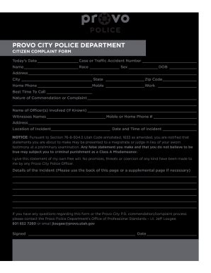 Fillable Online PROVO CITY POLICE DEPARTMENT Fax Email Print PdfFiller