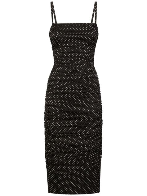 Dolce Gabbana Polka Dot Print Midi Dress Black FARFETCH