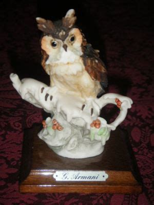 G ARMANI OWL FIGURINE 1985 FLORENCE ITALY CAPODIMONTE SIGNED VINTAGE