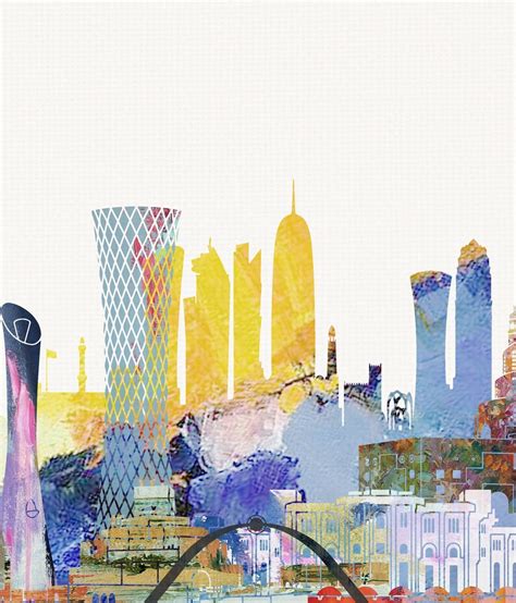 Doha Print Skyline Art Print Poster Modern Wall Art New Etsy