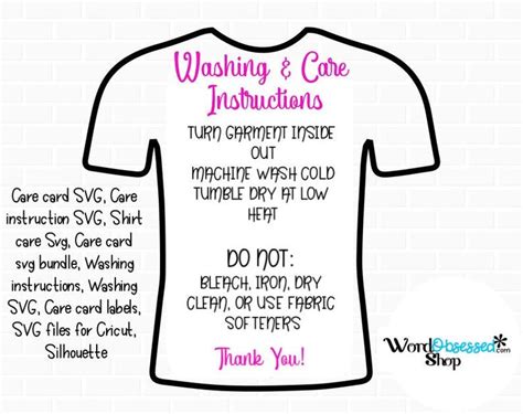 Free Printable Care Cards For Shirts Shirt Care Card Svg Shirt Care