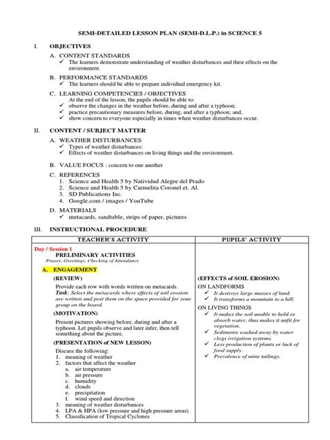 Detailed Lesson Plan In Science 5 Docx Tropical Cyclones Wound