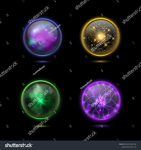 Crystal Magical Orbs Glowing Energy Sphere Stock Vector Royalty Free 2055367190 Shutterstock