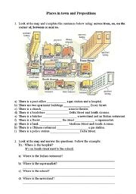 Places In Town And Prepositions Esl Worksheet By Anapbm