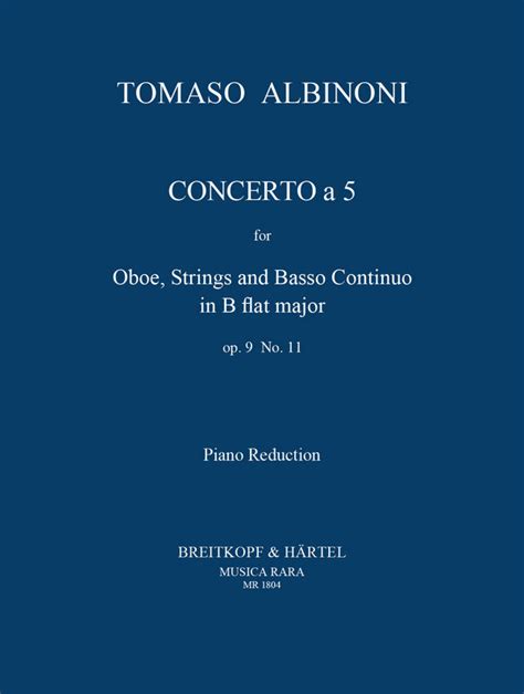 Albinoni Tomaso Concerto Cinque B Flat Major Op For Oboe