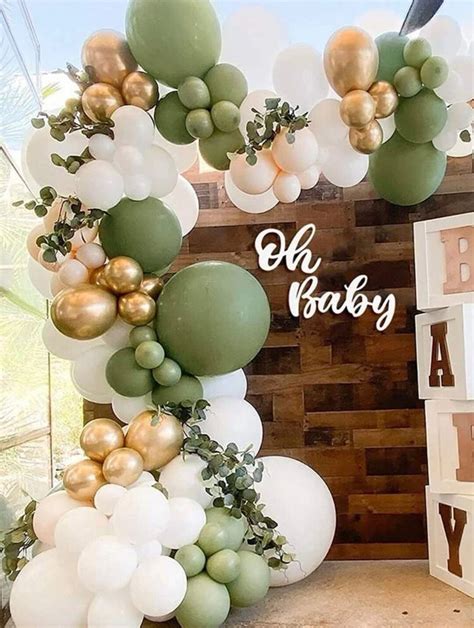 Sage Green Balloon Garland Arch Kit Pcs Sand White Chrome Metallic