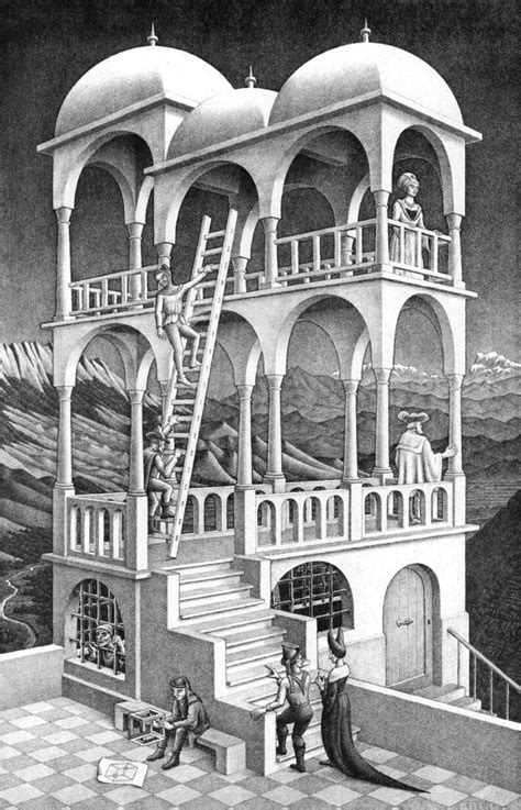 Mcescher Belvedere Art Poster Reproduction Canvas Print Etsy