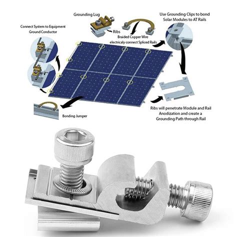 Pcs Solar Panel Rail Earthing Grounding Lugs Ground For Solar Panel