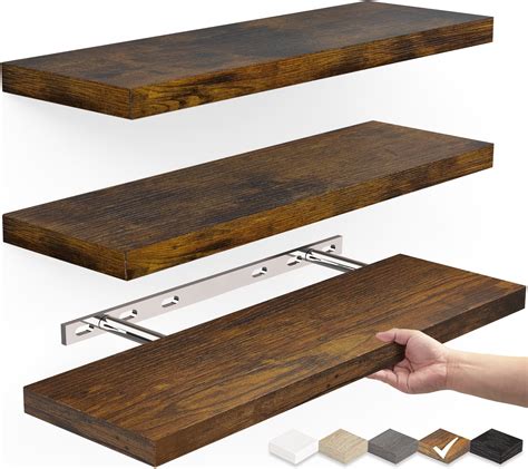 BAYKA Floating Wood Shelves - Wall Mounted for Bathroom,Bedroom,Living ...