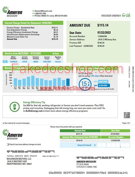 Ameren Missouri Utility Bill Template Fakedocshop