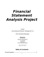 FSA Project Docx Financial Statement Analysis Project FI504