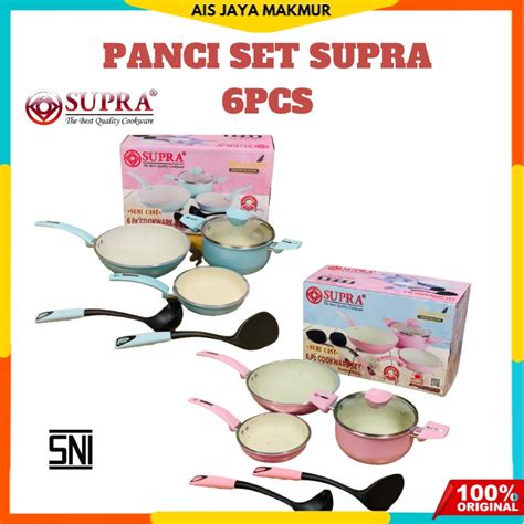 Jual SUPRA Panci Alumunium Anti Lengket Set 6 Pcs Semicast Nonstick