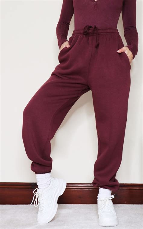 Burgundy Casual Cuffed Joggers Co Ords Prettylittlething