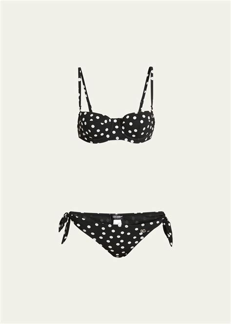 Dolce Gabbana Polka Dot Sicily Balconette Two Piece Bikini Set