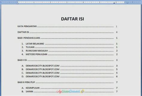 Contoh Daftar Isi Makalah Yang Benar And Singkat File Word