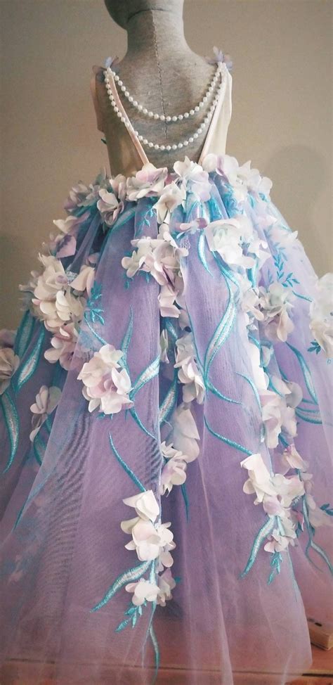 Lavender and Blue Flower Girl Dress | Etsy