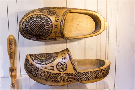 Traditional Wooden Clogs In Clog Museum And Wooden Shoe Workshop At