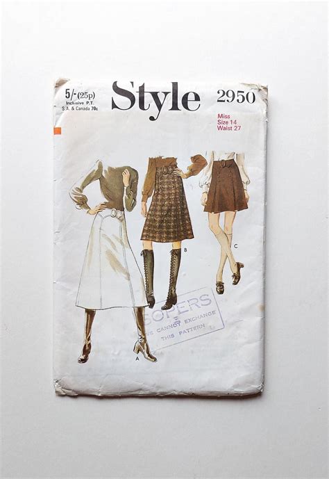 70s Vintage Skirt Sewing Pattern Style 2950 1970s Pleated Etsy