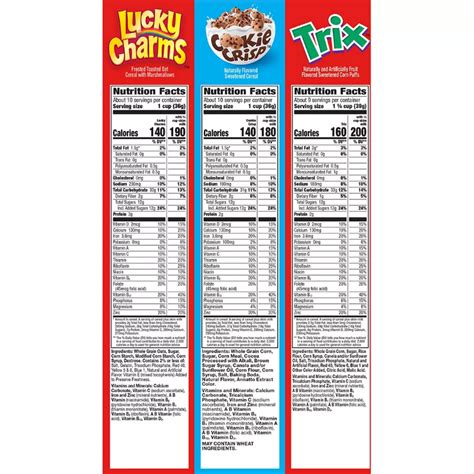 Lucky Charms Cookie Crisp Trix Cereal Variety Pack 3 Pk Openbax