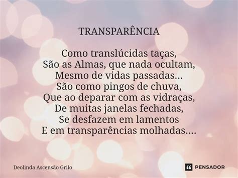 ⁠transparÊncia Como Translúcidas Deolinda Ascensão Grilo Pensador