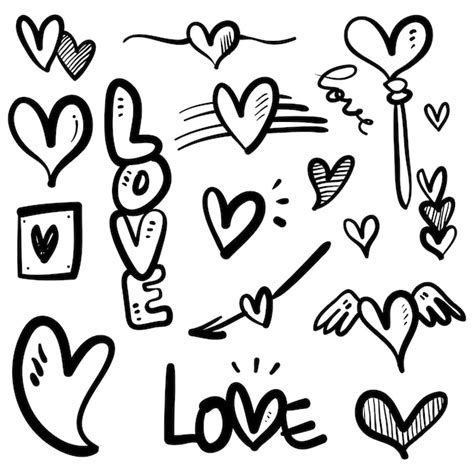 Premium Vector Doodle Hearts Hand Drawn Love Hearts Vector Illustration