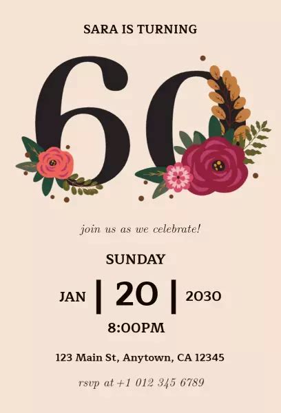 15 Free 60th Birthday Invitation Templates Photoadking