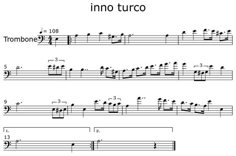 Inno Turco Sheet Music For Trombone