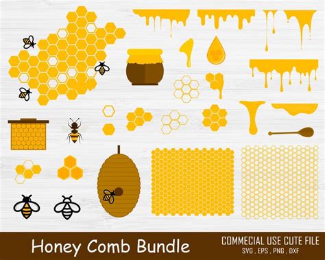 Honeycomb Svg Bundle Honey Drip Svg Honey Svg Honeycomb Pattern Svg