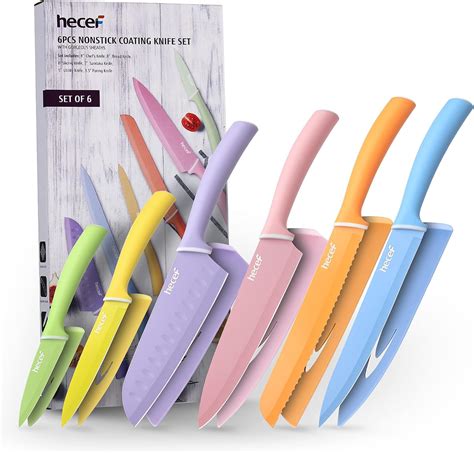 Hecef Set Di Coltelli Da Cucina Colorati Da Pezzi Coltelli Da Chef