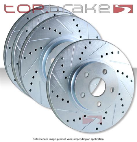 Front Rear Set Performance Cross Drilled Slotted Brake Disc Rotors