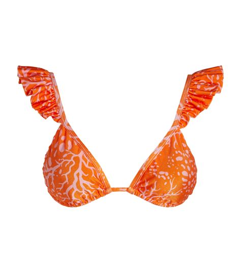 Patbo Orange Ruffle Detail Bikini Top Harrods Uk