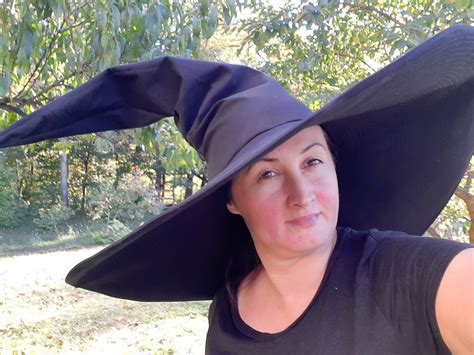 Extra Large Witch Hat Extra Wide Brim Witch Hat Black Etsy Israel