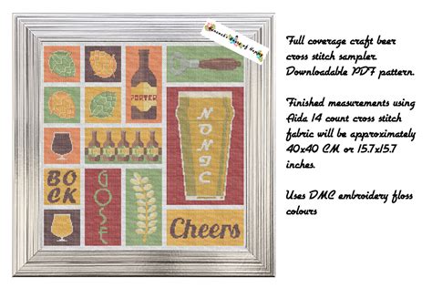 Craft Beer Cross Stitch Sampler Pattern Graphic By Hancockshouseofhappy