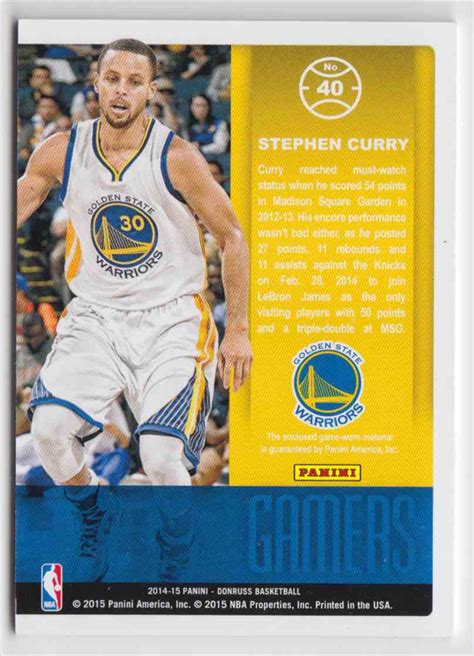 2014 15 Panini Donruss Gamers Stephen Curry 40 On Kronozio